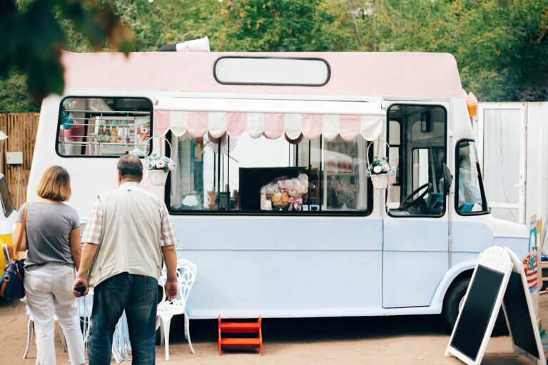 Food truck at summer street food festival in the city