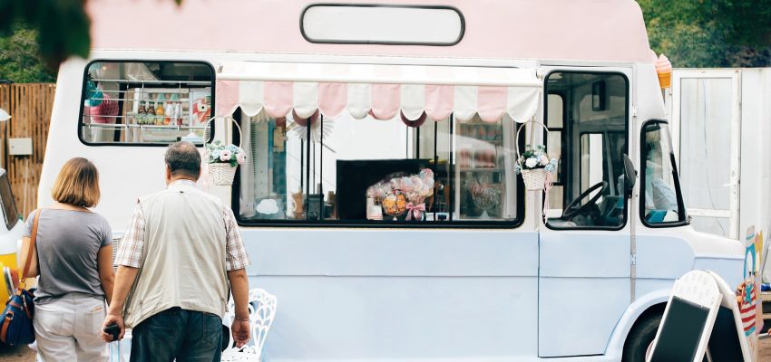 Food truck at summer street food festival in the city